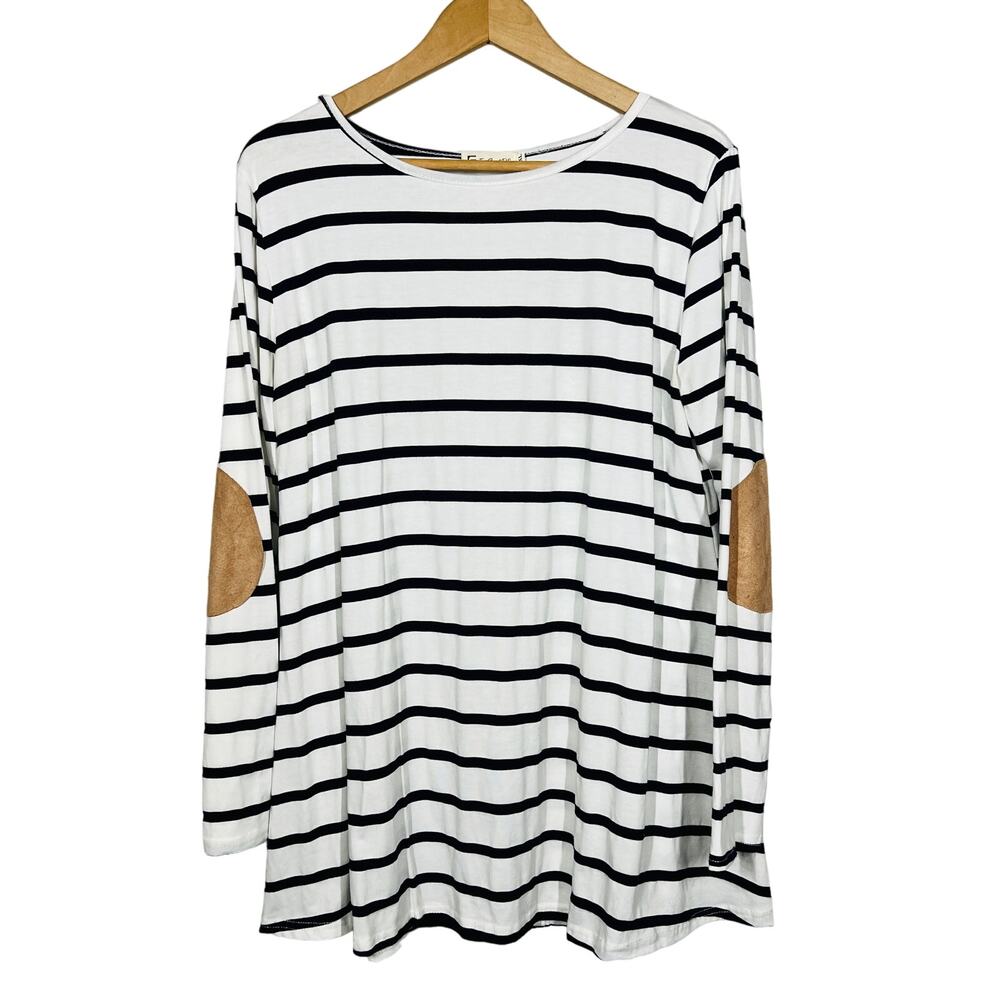For Grand PL Sailor Stripe Pullover Top Scoop Neck Long Sleeve Jumper - XL